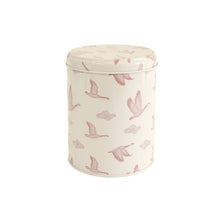 Charger l&#39;image dans la galerie, Photo d&#39;une boite en fer alimentaire, avec un motif oiseaux beige et rose, de la marque Baubels.
