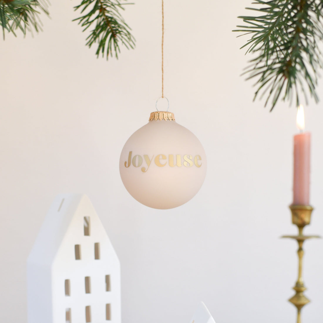 Boule de Noël personnalisée ROSE POUDRÉ