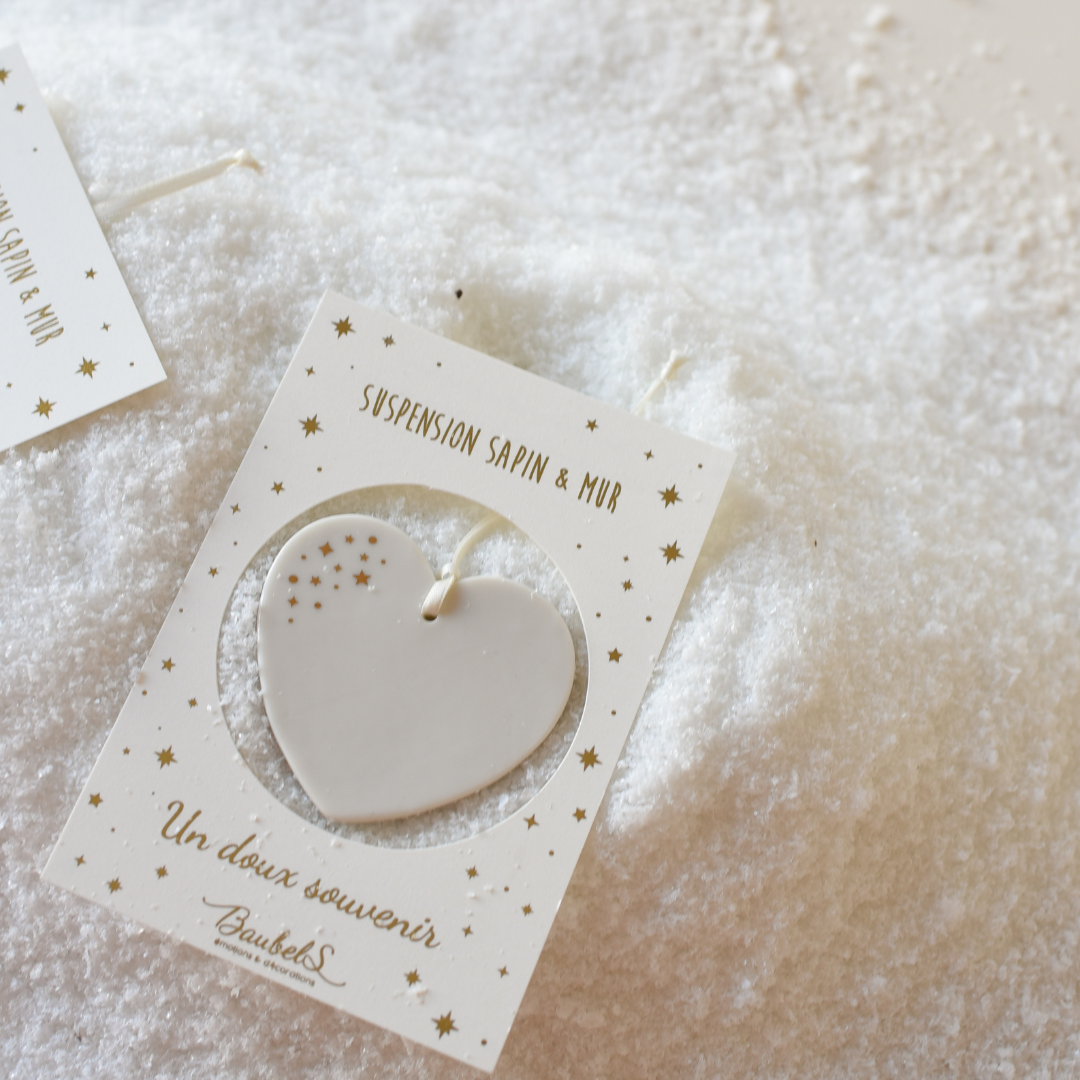 Médaillon de Noël en porcelaine COEUR DORÉ