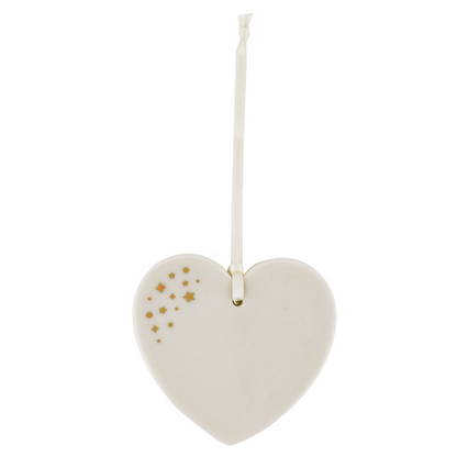 Médaillon de Noël en porcelaine COEUR DORÉ