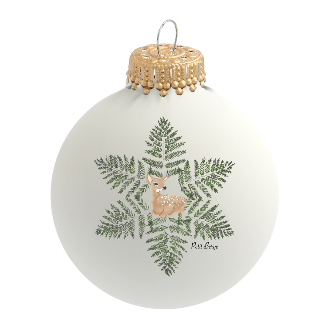 Boule de Noël personnalisée Petit Faon de Noël par Petit Berge®
