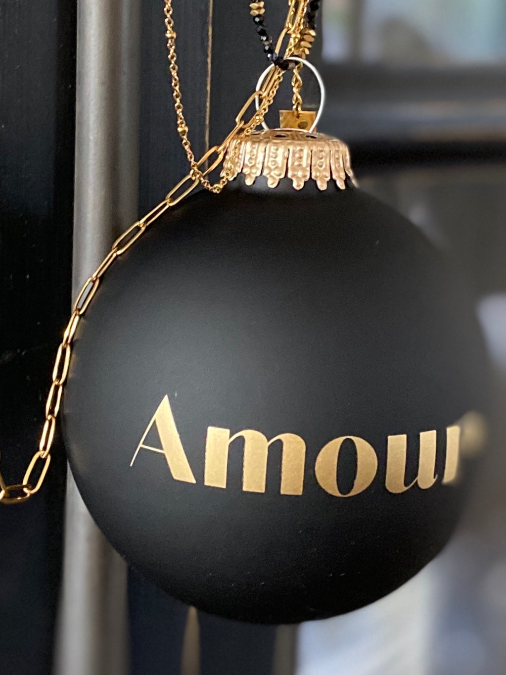 Boule de Noël personnalisée NOIR MAT