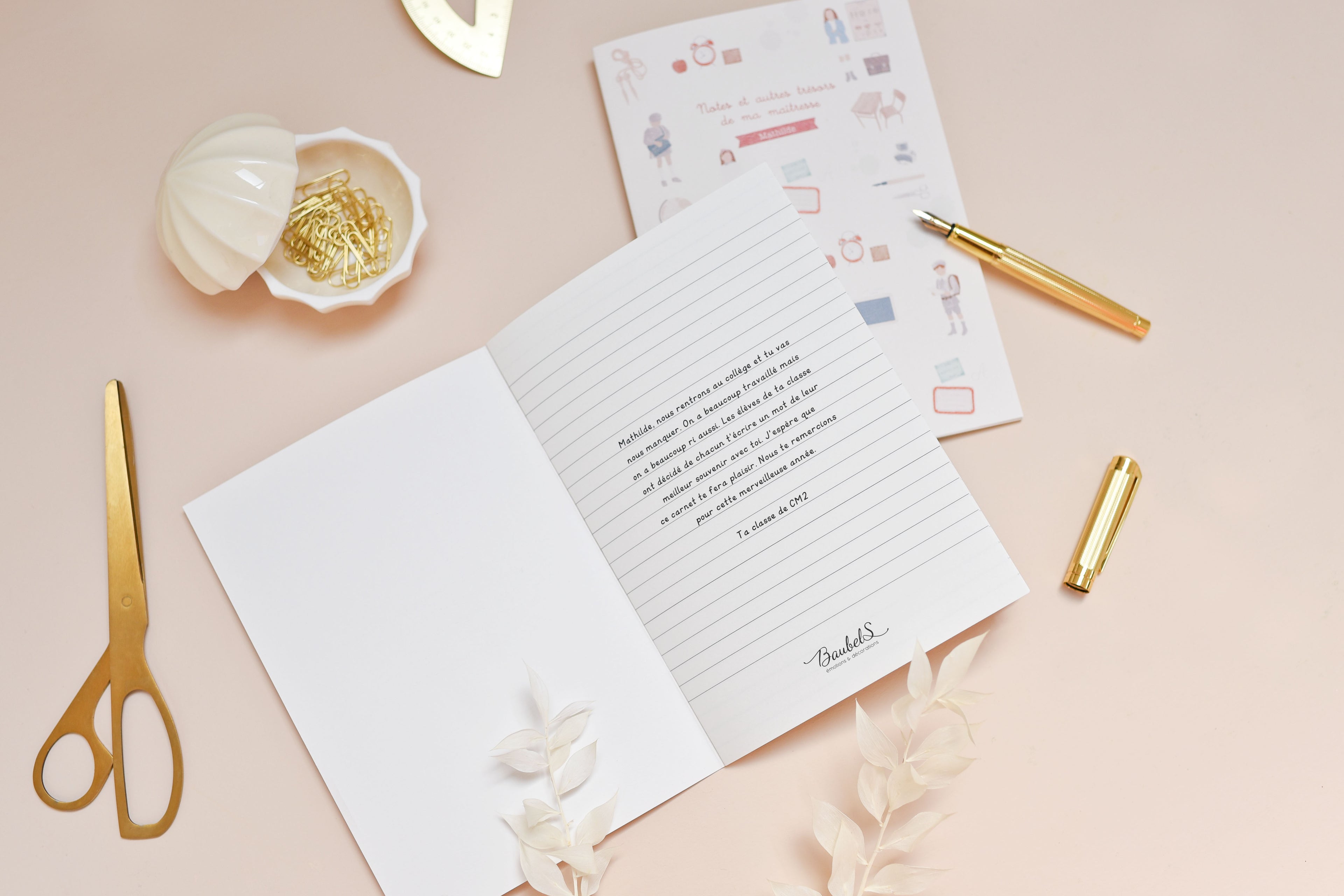 Personnalisez la page intérieure du carnet de notes.