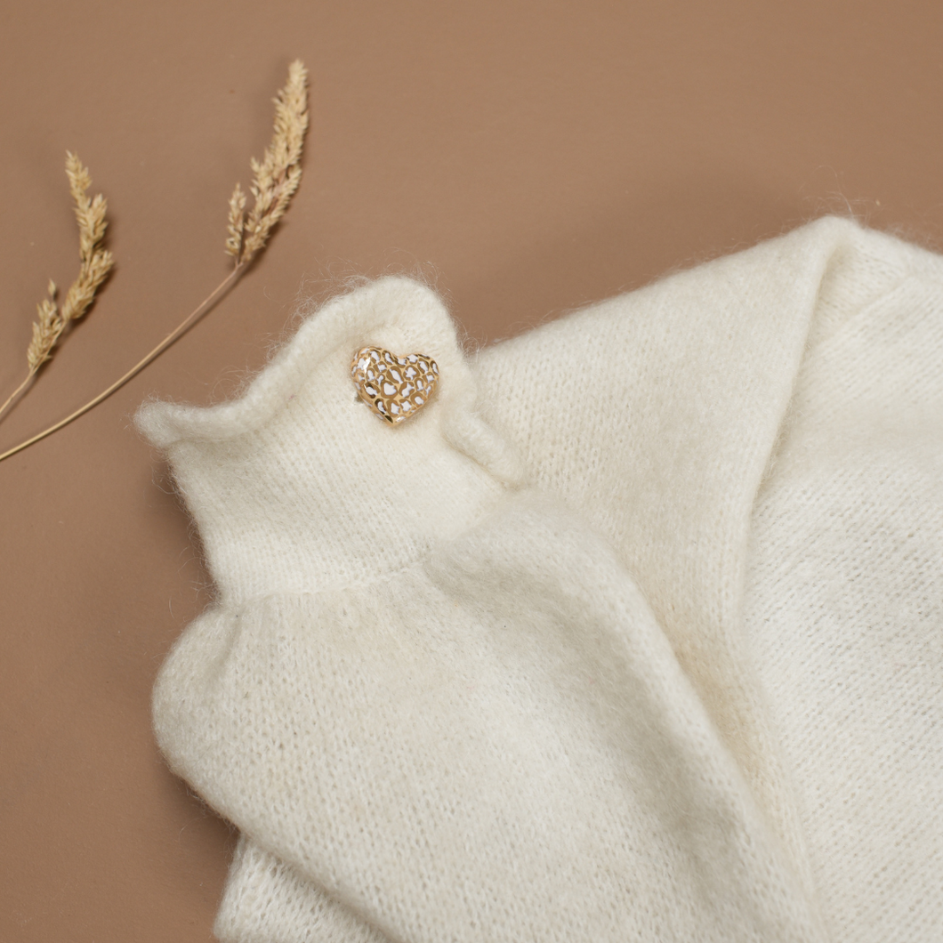 Pin's Coeur léopard blanc & doré