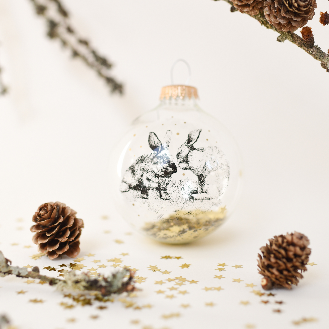 Boule de Noël personnalisée Mr Naturaliste Lapins