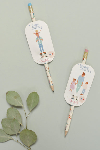 Crayon papier personnalisé Maman chérie et Papa chéri